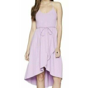 NWT Susana Monaco Cascade Front Hi Lo Hem Spaghetti STrap Dress  M Violet